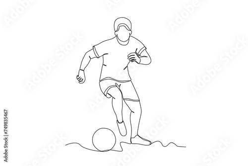 Single continuous line drawing of The man with the ball .sport concept one line draw graphic design vector illustration
