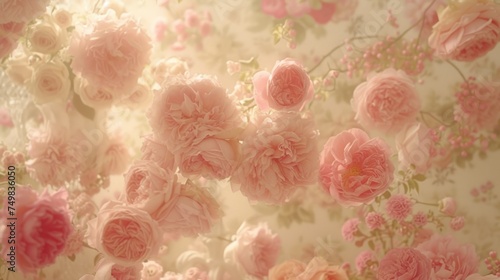 a wall with a bunch of pink flowers on it and a wall paper with a bunch of pink flowers on it and a wall paper with a bunch of pink flowers on it.