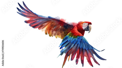 Flying Scarlet Macaw Parrot with colour splas on Transparent Background.png © AlimMahmud