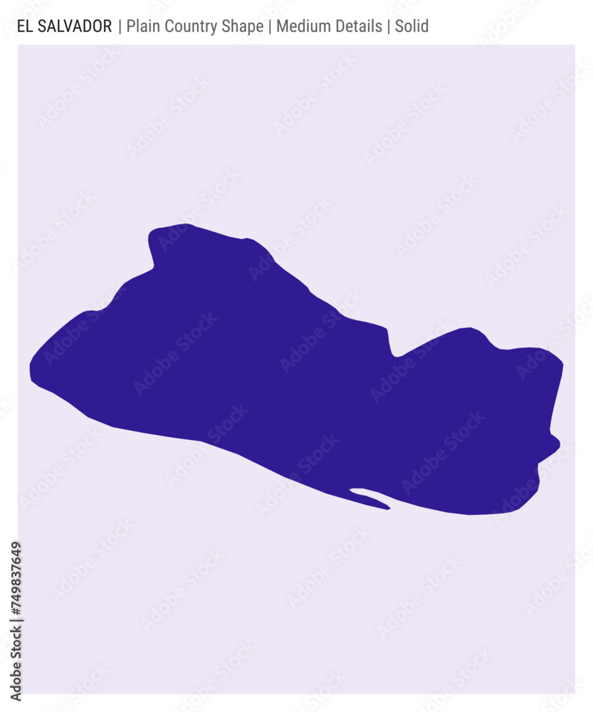Republic of El Salvador plain country map. Medium Details. Solid style. Shape of Republic of El Salvador. Vector illustration.