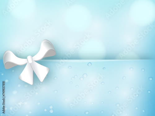 Lite blue background in aqua color with splashes of water and ribbon