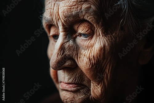 older woman posing with an expression of contemplation in front of the camera