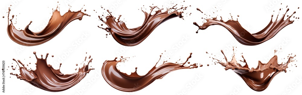 © Yeti Studio - Set of melted chocolate splashes, cut out