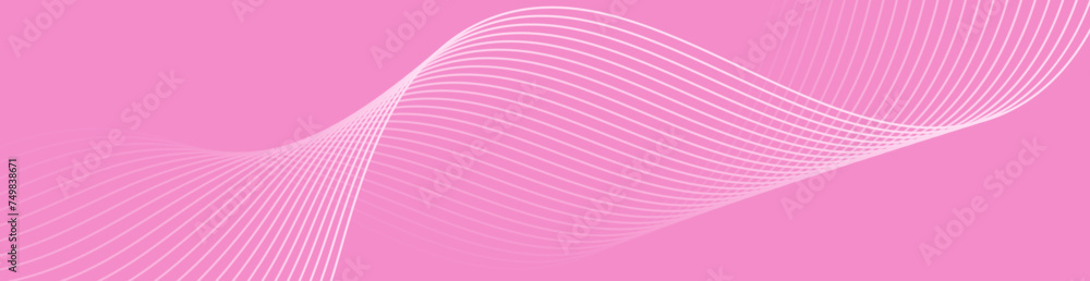 Abstract background with waves for banner. Web banner size. Vector background with lines. Element for design isolated. Pink gradient. Spring, summer. Women's Day. Love, wedding, girl