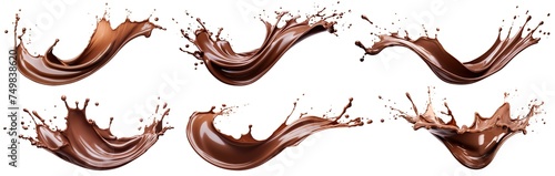 Set of melted chocolate splashes, cut out
