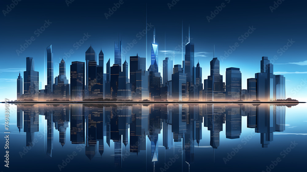 Professional photography of city with bright lights at night