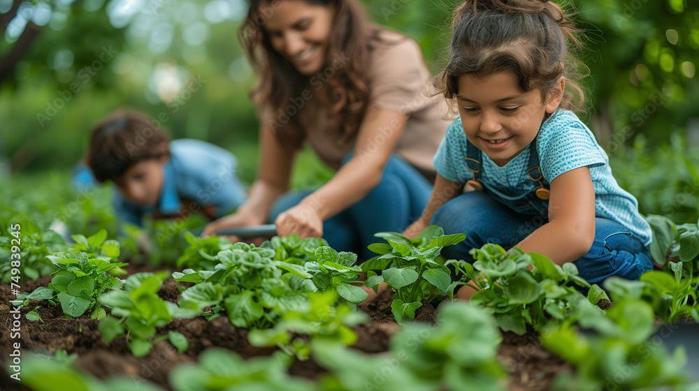 custom made wallpaper toronto digitalA joyful moment as a parent teaches their child to pick herbs or vegetables from their lush home garden.
