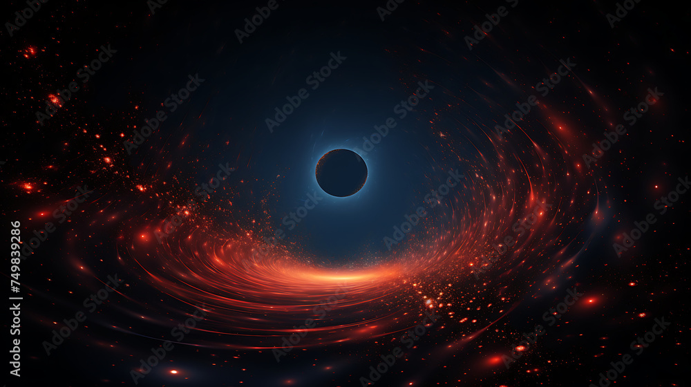 A vector illustration of a black hole warping spacetime. - obrazy, fototapety, plakaty 