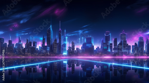 A brightly lit city of the future