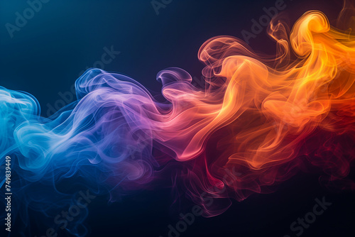 Picture of smoke being ejected and mixed with various lights to create rainbow-colored smoke. photo