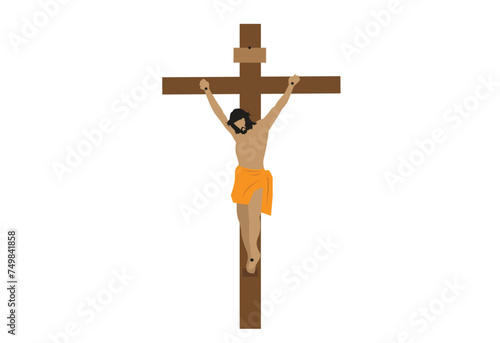 Jesus dying on the cross. Editable Clip Art.