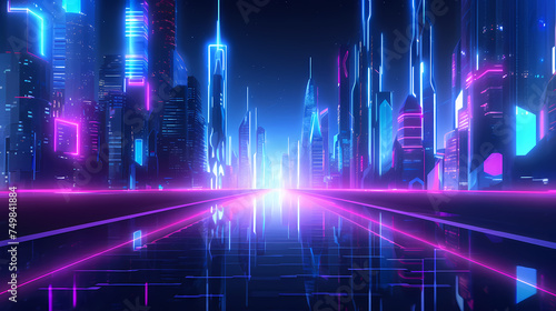 A brightly lit city of the future