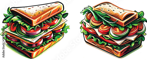 Set of sandwich food vector