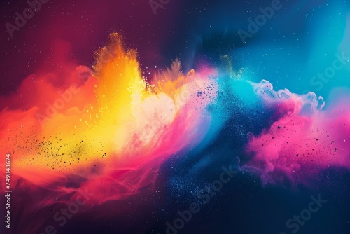 Wallpaper Mural Colors of May, abstract background with powder in blue, yellow, orange, shocking pink, purple hues, and with copyspace for your text. May background banner for special or awareness day, week or month Torontodigital.ca