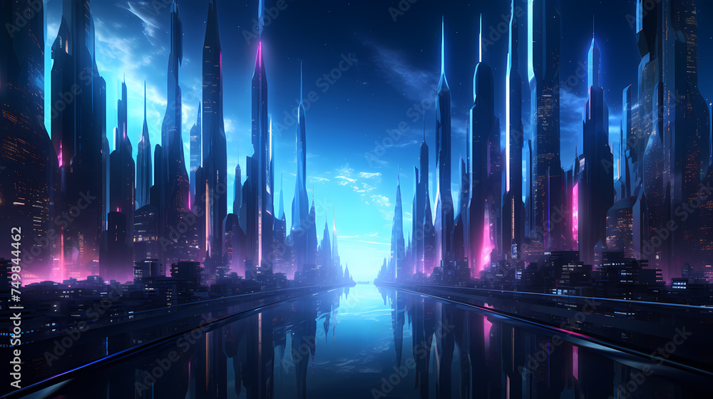 A brightly lit city of the future A brightly lit city of the future