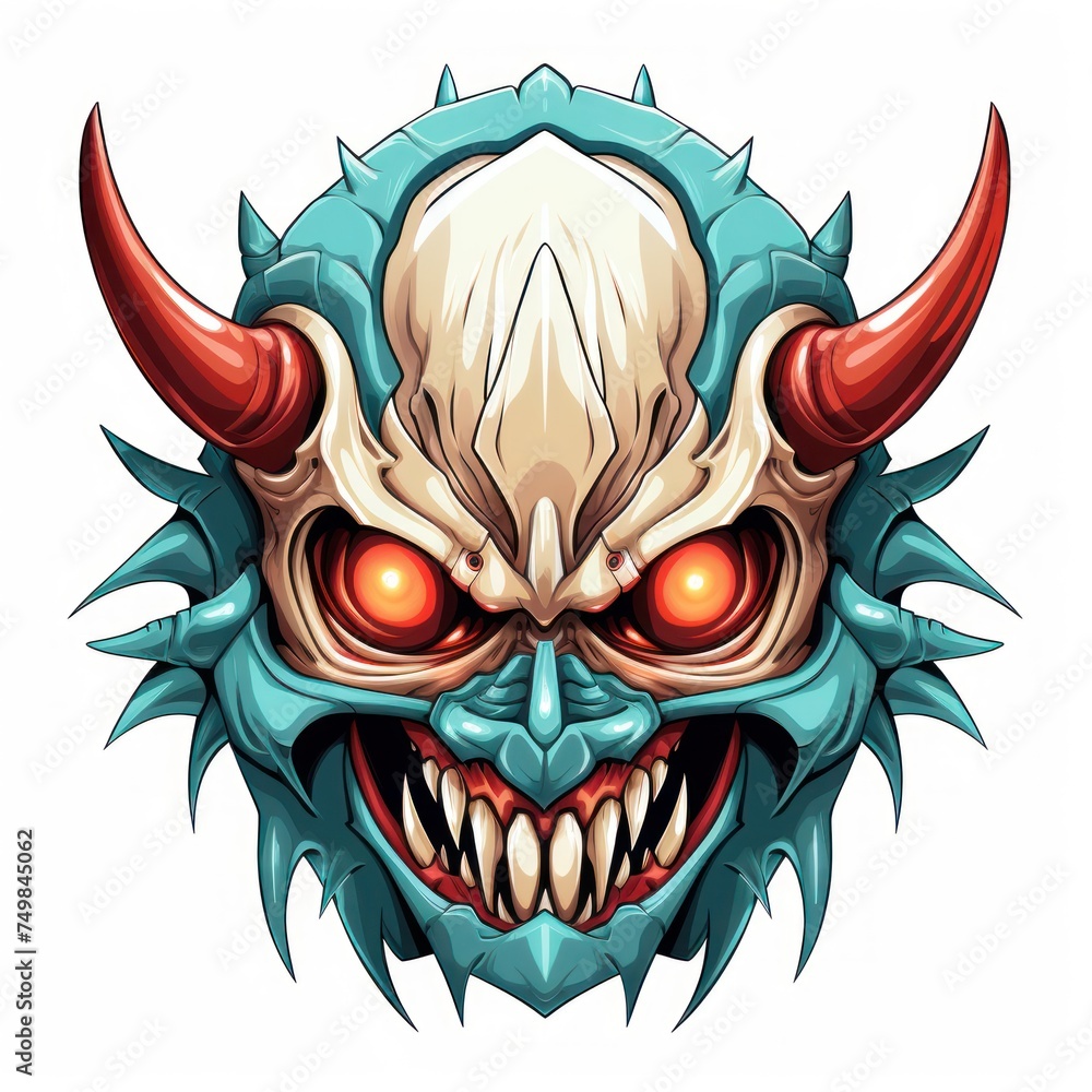Monster alien head illustration white background, color image. Stock ...