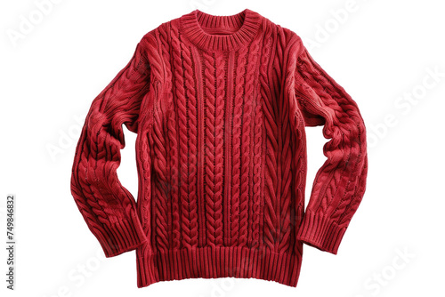 Red Sweater. A red sweater is displayed against a clean and crisp white background. The sweater is neatly folded showcasing its vibrant color and soft fabric. on White or PNG Transparent Background.