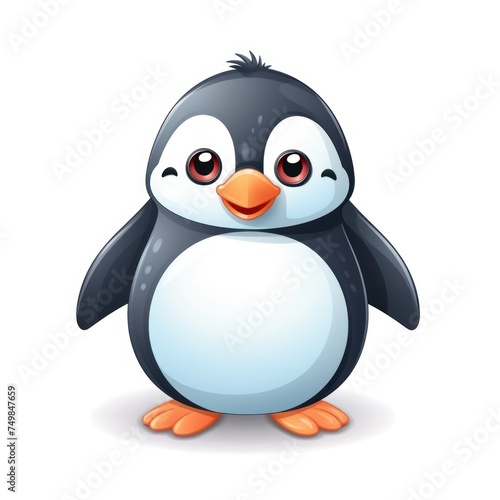 Cute penguin cartoon illustration isolated on white background  colored image  vector illustration