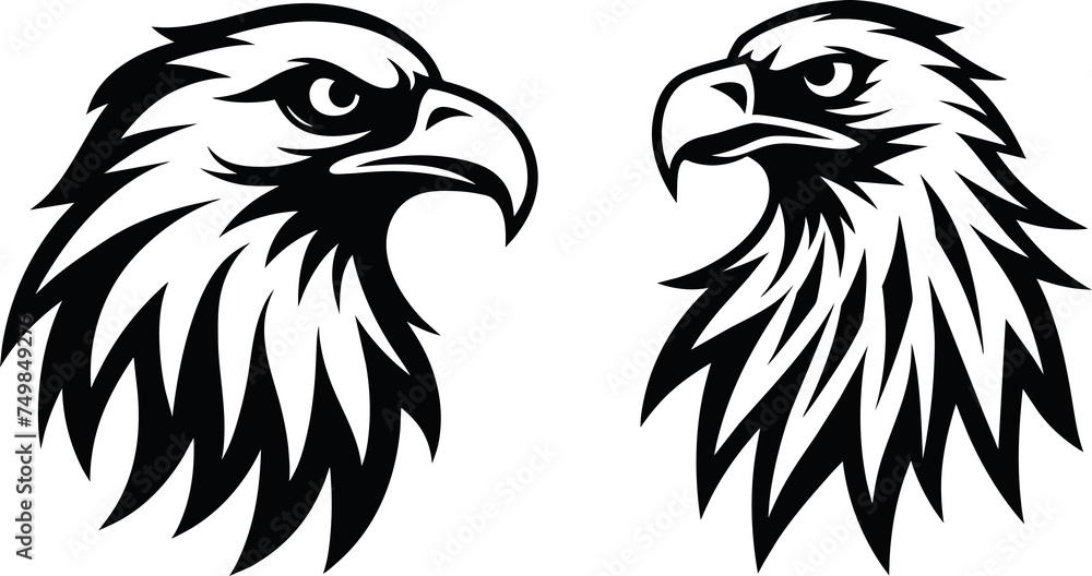 Set of eagle head silhouette