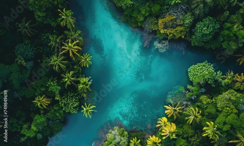 tropical river in the middle of the rainforest. world forest and water day concept
