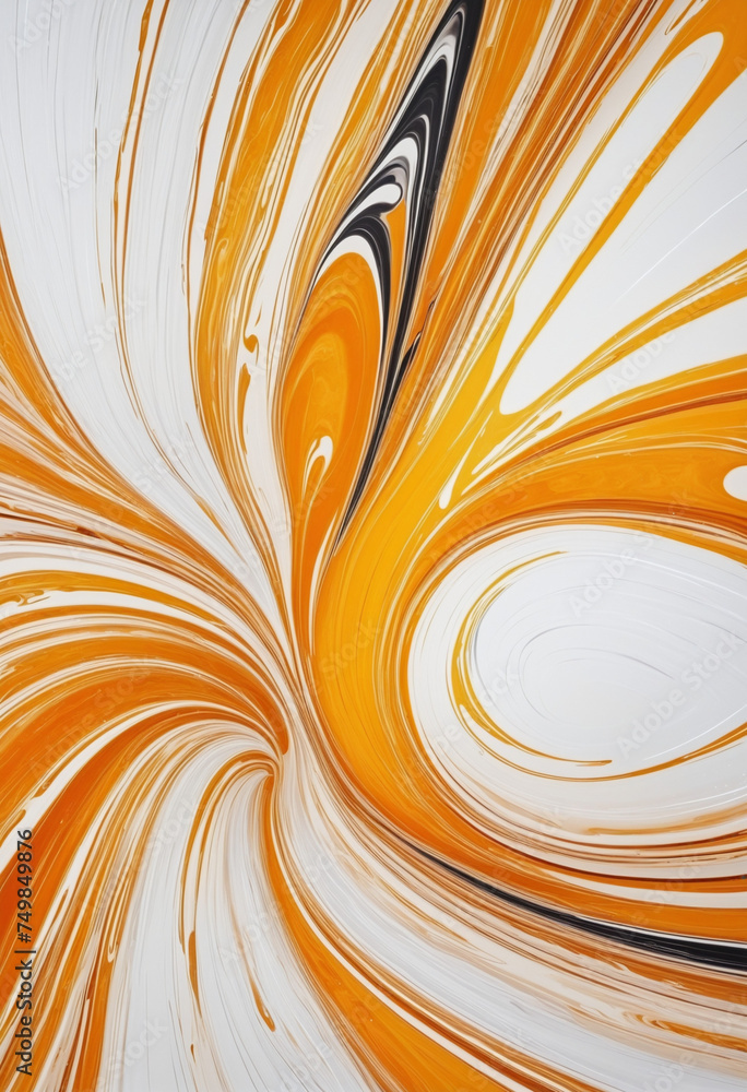 liquid marbled amber and white paint swirls frozen in an abstract futuristic 3d texture isolated on a transparent background