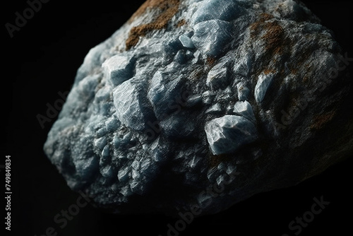 Dypingite is a rare precious natural stone on a black background. AI generated. Header banner mockup with space.