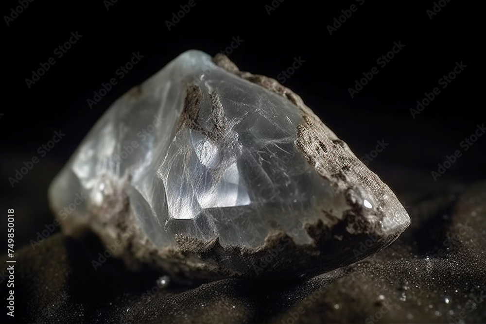 Evenkite is a rare precious natural stone on a black background. AI generated. Header banner mockup with space.