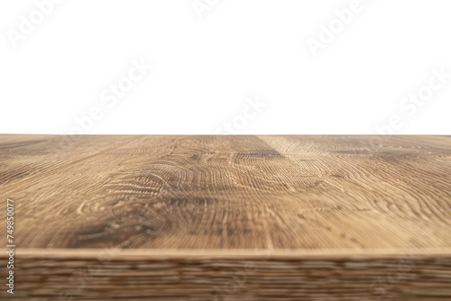 Wooden Table Top. A wooden table top is featured against a plain white background. The table appears smooth with visible wood grain. There are no visible objects on the table.