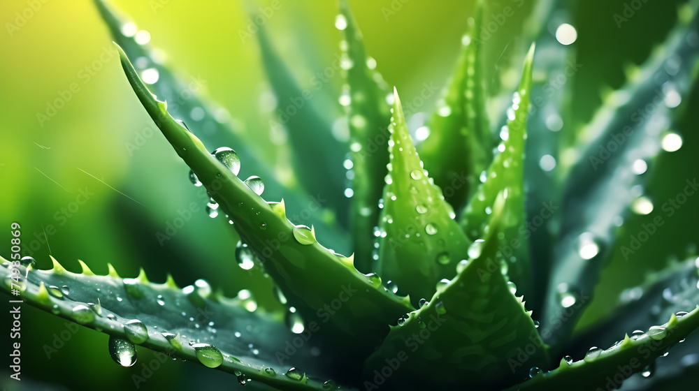 Aloe vera in beautiful light with water drops Aloe vera in beautiful light with water drops