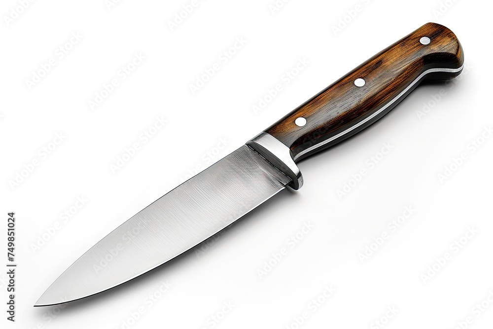 Steel kitchen knives on white background, Close-up Steel kitchen knives on white background, Close-up