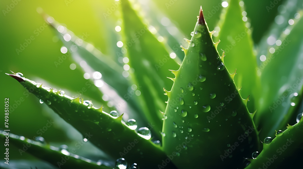 Aloe vera in beautiful light with water drops Aloe vera in beautiful light with water drops