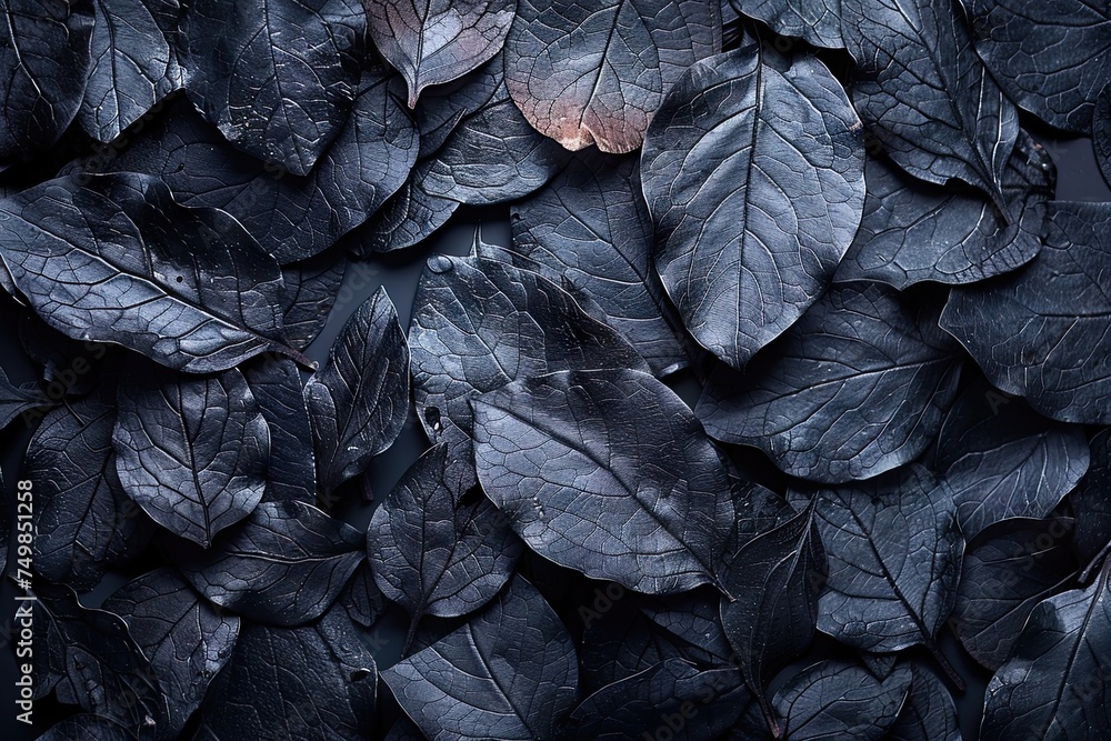 Abstract Black Leaves Textures Creating a Dark and Artistic Background. A Flat Lay Depicting the Intricate Beauty of Nature's Dark Side
Abstract Black Leaves Textures Creating a Dark and Artistic Background. A Flat Lay Depicting the Intricate Beauty of Nature's Dark Side