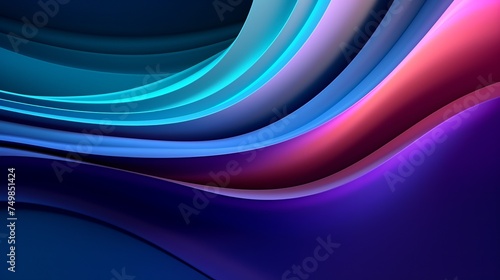 Macro Photo of Abstract Minimalistic Paper Art Background - Waves  Paper Cut  Illuminated by Neon Light