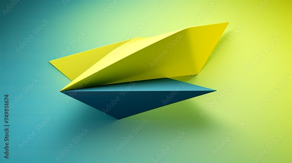 Origami 3D Shapes in Green, Blue, and Yellow Colors with Copy Space - Suitable for Web Use Origami 3D Shapes in Green, Blue, and Yellow Colors with Copy Space - Suitable for Web Use