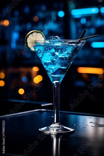 Tasty blue lagoon cocktail.