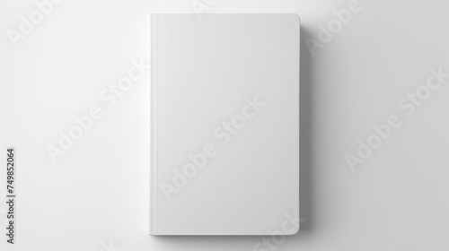 Top View of Blank Book Cover Isolated Over White Background with Shadow.