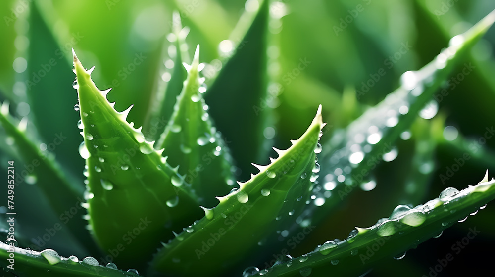 Aloe vera in beautiful light with water drops Aloe vera in beautiful light with water drops