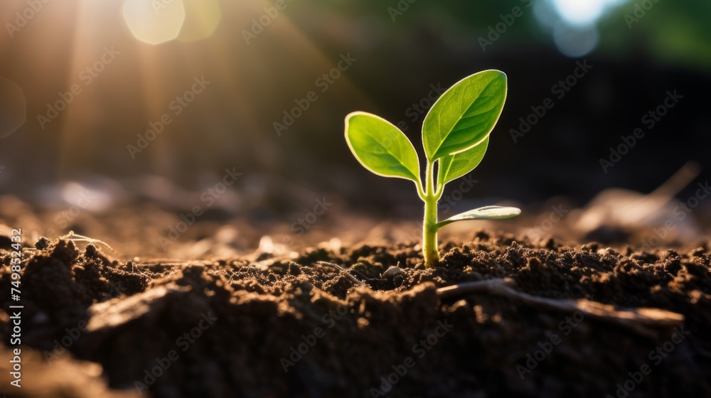 A small plant is knocked out of the soil. A small plant is knocked out of the soil.