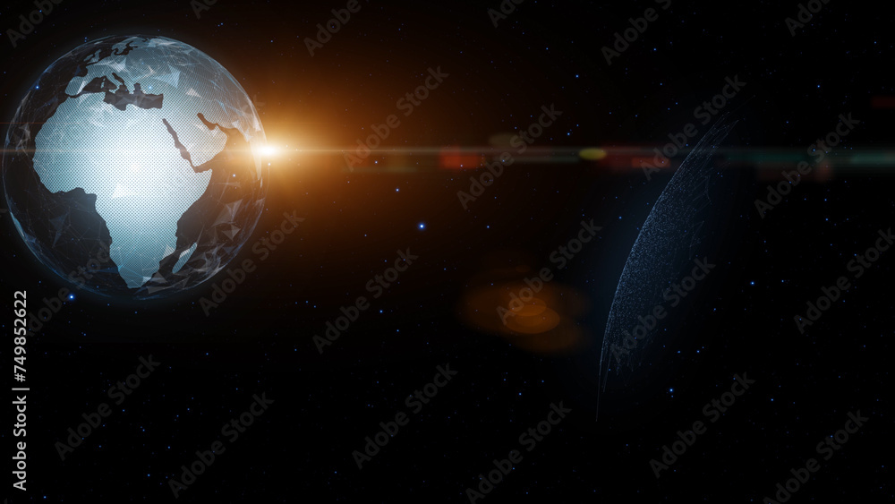 Obraz premium Abstract cosmos with earth and artistic planets illustration background.