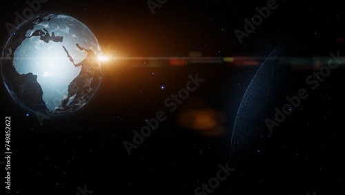 Fototapeta Naklejka Na Ścianę i Meble -  Abstract cosmos with earth and artistic planets illustration background.