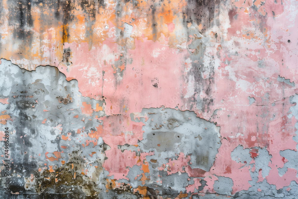 A wall with a pink and grey color