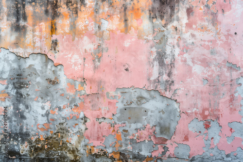 A wall with a pink and grey color