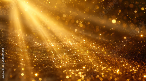 Gold lights rays background. Generative Ai