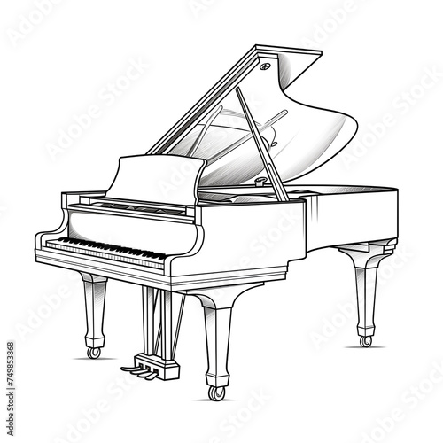 Wallpaper Mural The grand piano line art and watercolor graphic illustration abstract art background Black and white color Torontodigital.ca