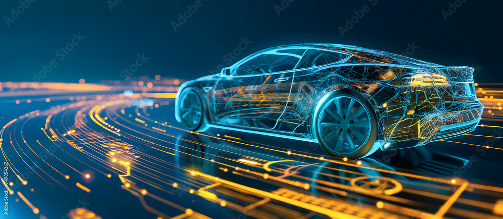 Supercar in holographic for travel and transportation concept in futuristic line graphic, design for abstract wallpaper and background in technology of future concept, elctric vehicle art design Supercar in holographic for travel and transportation concept in futuristic line graphic, design for abstract wallpaper and background in technology of future concept, elctric vehicle art design