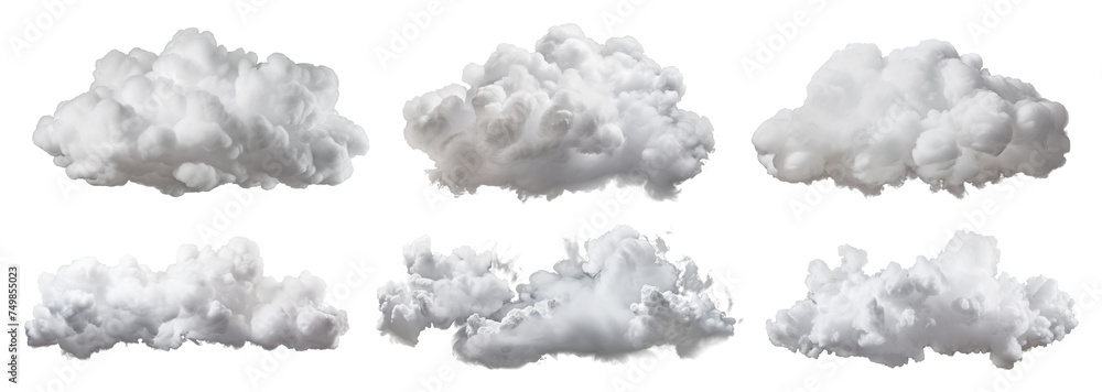 Set of white clouds cut out Set of white clouds cut out