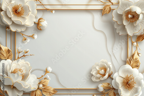 Create frame center blank empty bigframes in the middle,Thai style is beautiful and exquisite. white and gold photo