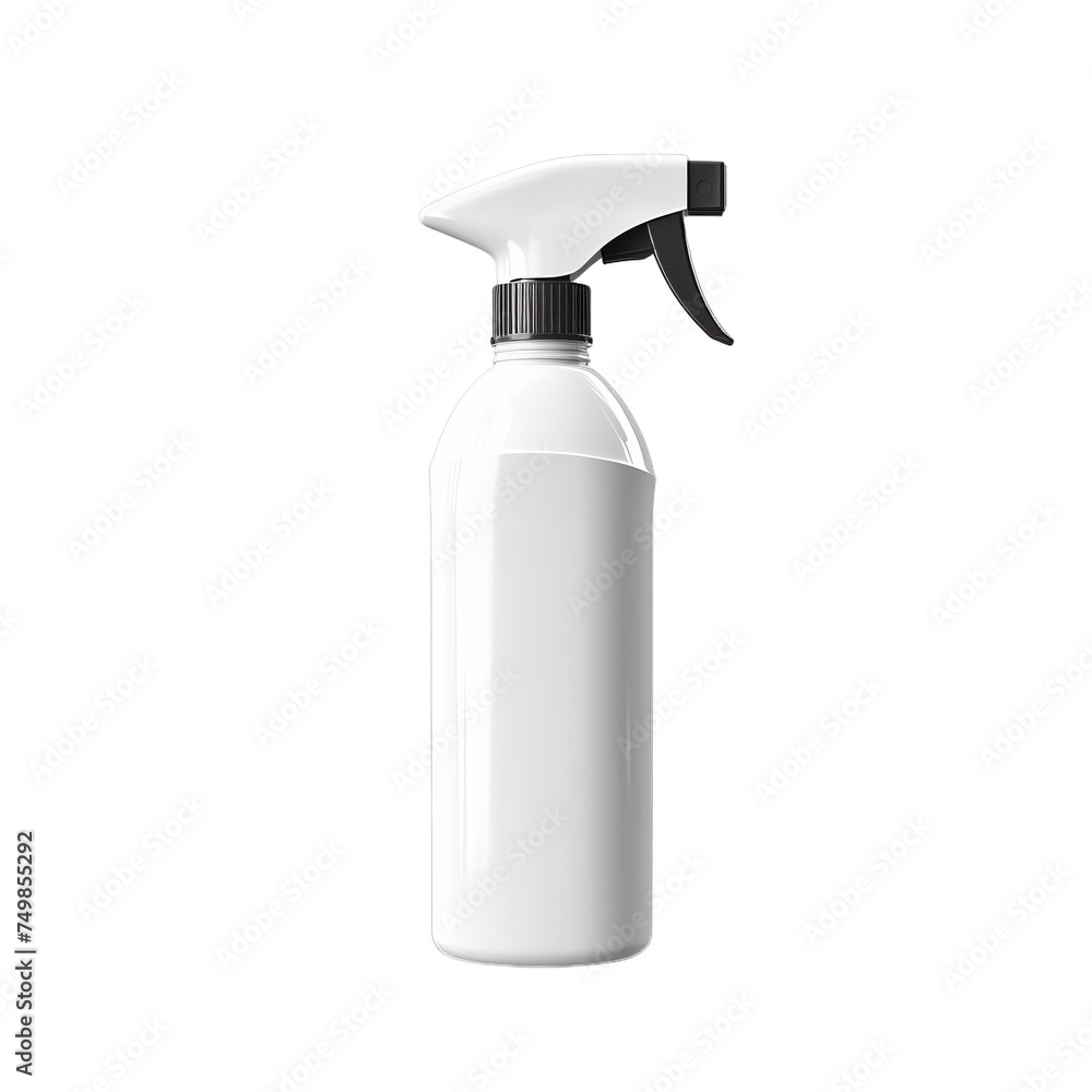 A blank plastic spray bottle with a trigger spray nozzle isolated on transparent background, png A blank plastic spray bottle with a trigger spray nozzle isolated on transparent background, png