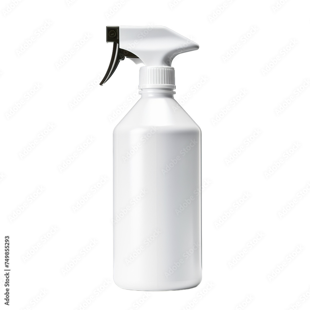 A blank plastic spray bottle with a trigger spray nozzle isolated on transparent background, png A blank plastic spray bottle with a trigger spray nozzle isolated on transparent background, png