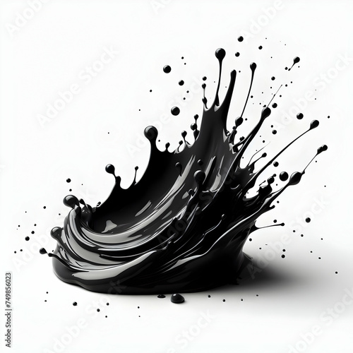 Black Paint splashes stain isolated on white background 